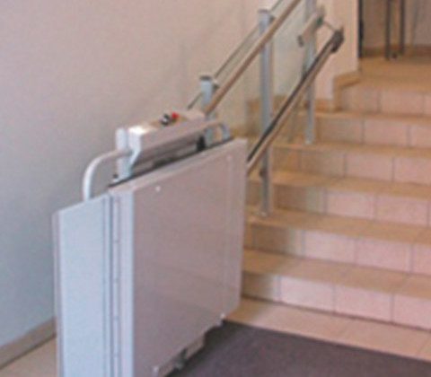 Inclined platform lift folded